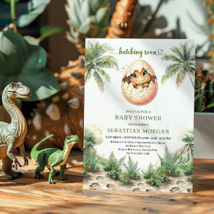 Invitation Conception moderne d'anniversaire de bébé dinosaur