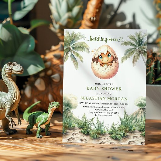 Invitation Conception moderne d'anniversaire de bébé dinosaur