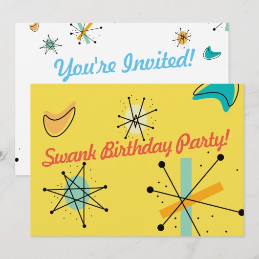 Invitation Conception moderne de la moitié du siècle (Devant / Derrière)