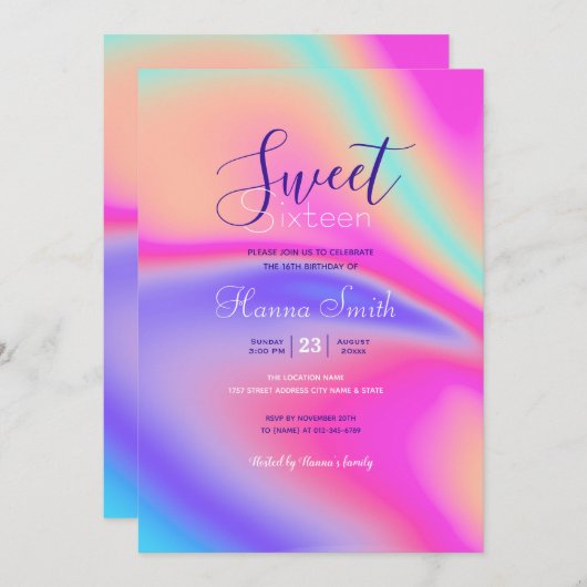 Invitation Conception moderne de la spirale holographique (Devant / Derrière)