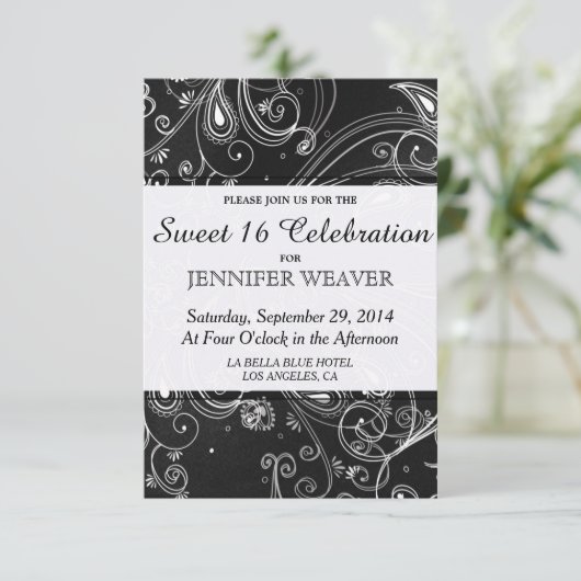 Invitation Conception moderne des vents noir et blanc (Debout devant)