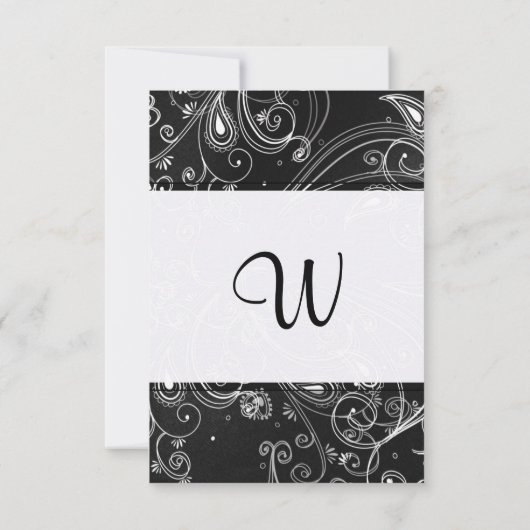 Invitation Conception moderne des vents noir et blanc (Dos)