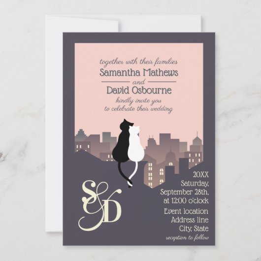 Invitation Conception monographique de mariage sur le thème d (Devant)