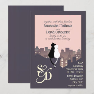 Invitation Conception monographique de mariage sur le thème d