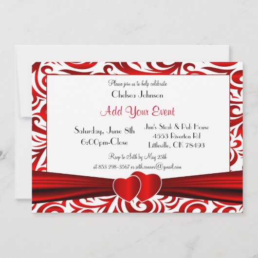 Invitation Conception Motif Verder Rouge et Blanc (Dos)