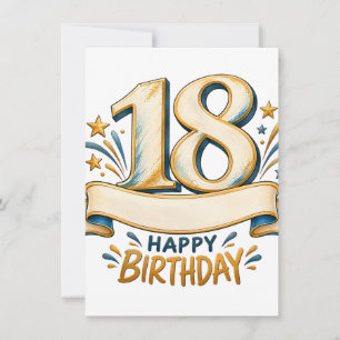 Invitation Conception or et bleu pour 18e anniversaire person