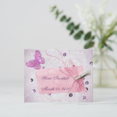 Invitation Conception papillon rose personnalisable (Debout devant)