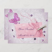 Invitation Conception personnalisable de papillon rose joli (Devant / Derrière)