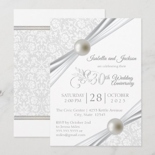 Invitation Conception pour le 30e Anniversaire de Perle (Devant / Derrière)