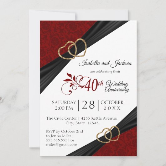 Invitation Conception pour le 40e anniversaire de Ruby (Devant)