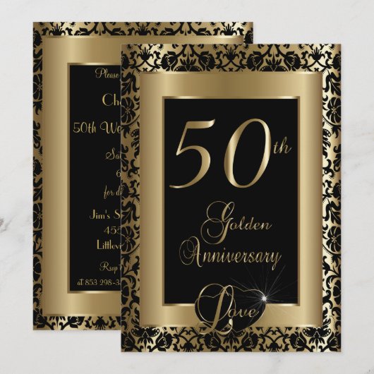 Invitation Conception pour le 50e anniversaire de mariage d'o (Devant / Derrière)