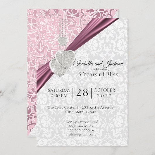 Invitation Conception pour le 5ème anniversaire de mariage - (Devant / Derrière)