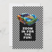 Invitation Conception rapide et amusante de voiture de course (Dos)