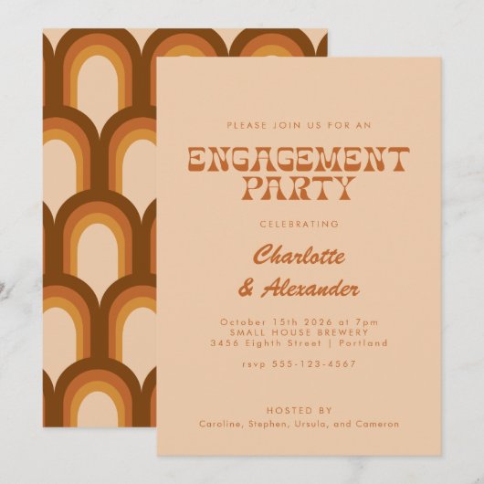 Invitation Conception Rétro Groovy 70 pour la fête d'hôte de (Devant / Derrière)
