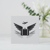 Invitation Conception silhouette noire d'une valise de voyage (Debout devant)