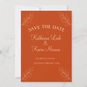 Invitation Conception simple Feuille d'or et d'orange brûlé