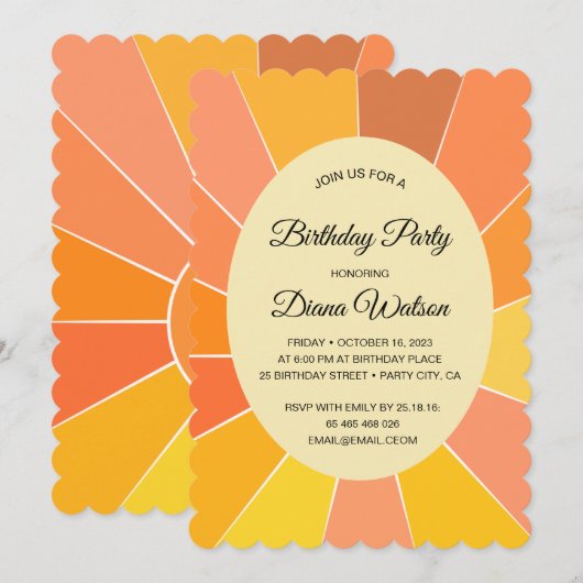 Invitation Conception Sun Abstraite personnalisée | (Devant / Derrière)