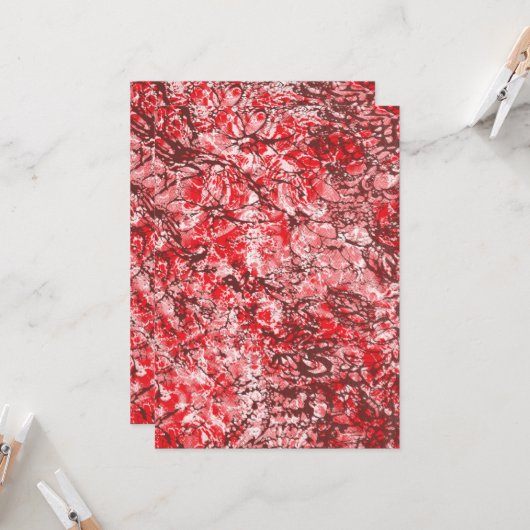 Invitation Conception textile rectangulaire avec rouge, blanc (Devant/Arrière en situation)