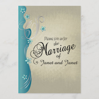 Invitation Conception vintage de courbe | bleu turquoise