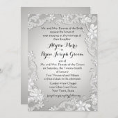 Invitation Conception vintage Florale Argent (Devant / Derrière)