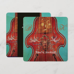 Invitation CONCERT DE MUSIQUE ANTIQUE, MARIAGE Monogramme Rou