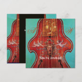 Invitation CONCERT DE MUSIQUE ANTIQUE,MARIAGE,Monogramme Roug (Devant / Derrière)