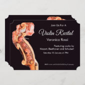 Invitation CONCERT DE MUSIQUE CLASSIQUE, Scroll de violon CON (Devant / Derrière)