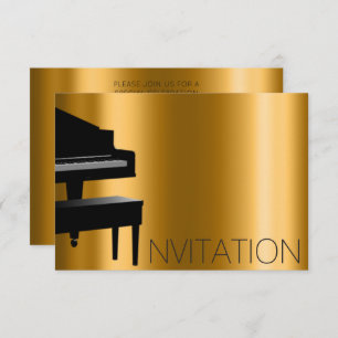 Invitation Concert de piano minimalisme formel Vip Black Gold
