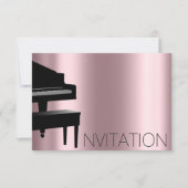 Invitation Concert de piano Minimalisme Formel Vip Rose Noir (Devant)