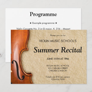 Invitation Concert de récital de violon Musique classique