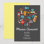 Invitation Concert musical pour enfants ou spectacles d'étudi (Devant / Derrière)