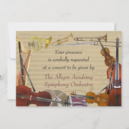 Invitation Concert Orchestra Instruments (Devant)