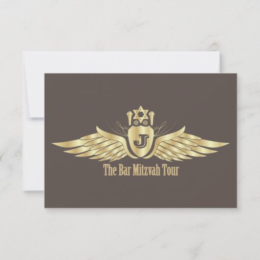 Invitation Concert Ticket Bar Mitzvah RSVP Reply Card Brown (Dos)