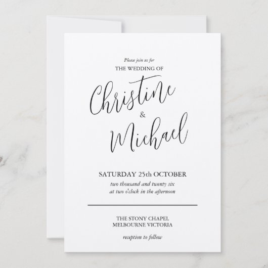 Invitation Concise simple design classique (Devant)