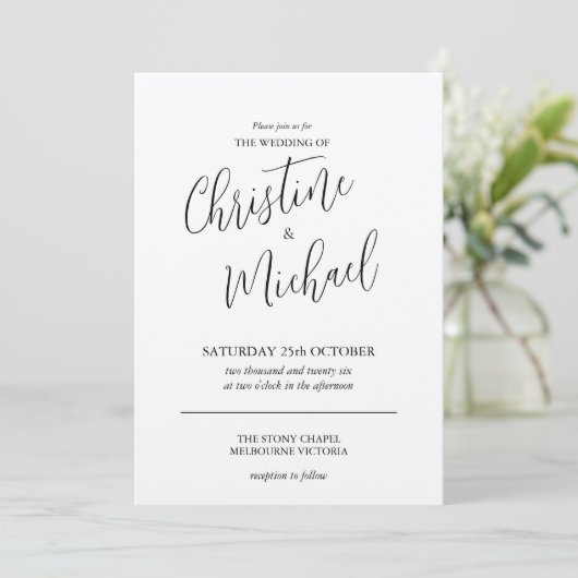 Invitation Concise simple design classique (Debout devant)