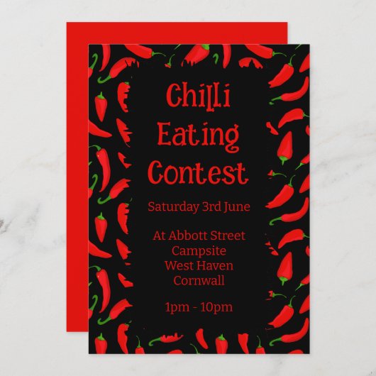 Invitation Concours d'alimentation chili (Devant / Derrière)