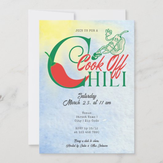Invitation Concours de chili pour la fête Grill and Chill ent (Devant)