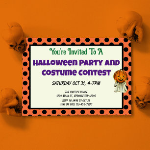 Invitation Concours de costumes d'Halloween pour enfants avec