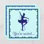 Invitation Concours de danse : Ballerina en bleu (Devant / Derrière)
