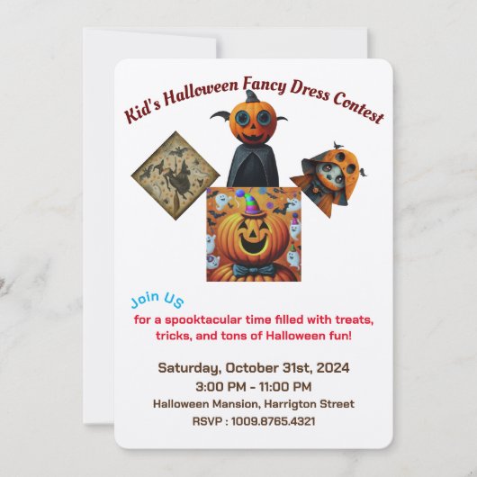 Invitation Concours de fête d'Halloween pour enfants (Devant)