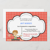 Invitation Concours de garçons gymnastique (rouge) (Devant / Derrière)