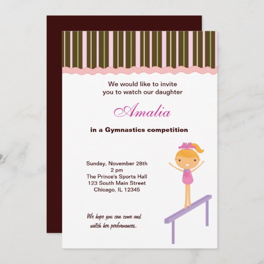 Invitation Concours de gymnastique (Devant / Derrière)