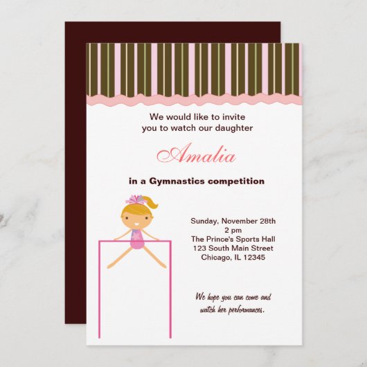 Invitation Concours de gymnastique (Devant / Derrière)