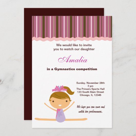 Invitation Concours de gymnastique (Devant / Derrière)