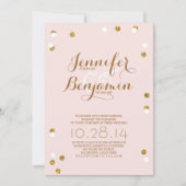 Invitation Concours de mariage moderne rose et or confetti (Devant)