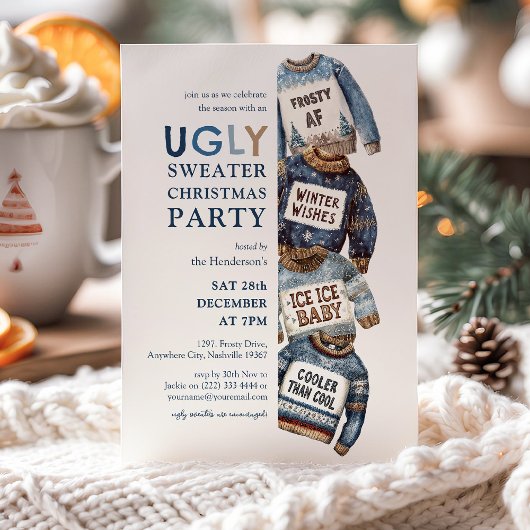 Invitation Concours de Pull de Noël Moche Fête de Fêtes