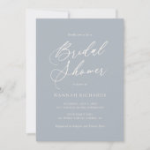Invitation Concours moderne Dusty Blue Script Bridal Shower I (Devant)