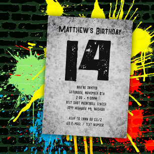 Invitation Concrete Grunge Ado Boys fête d'anniversaire