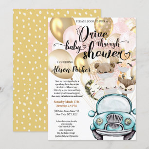 Invitation Conduire par Baby shower   Amis Masqués Safari