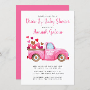 Invitation Conduire par Baby shower Chargement de Coeurs et d